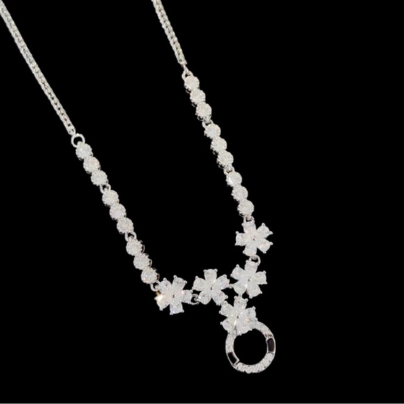 Silver Crystal Circle Necklace - Picture 5 of 8